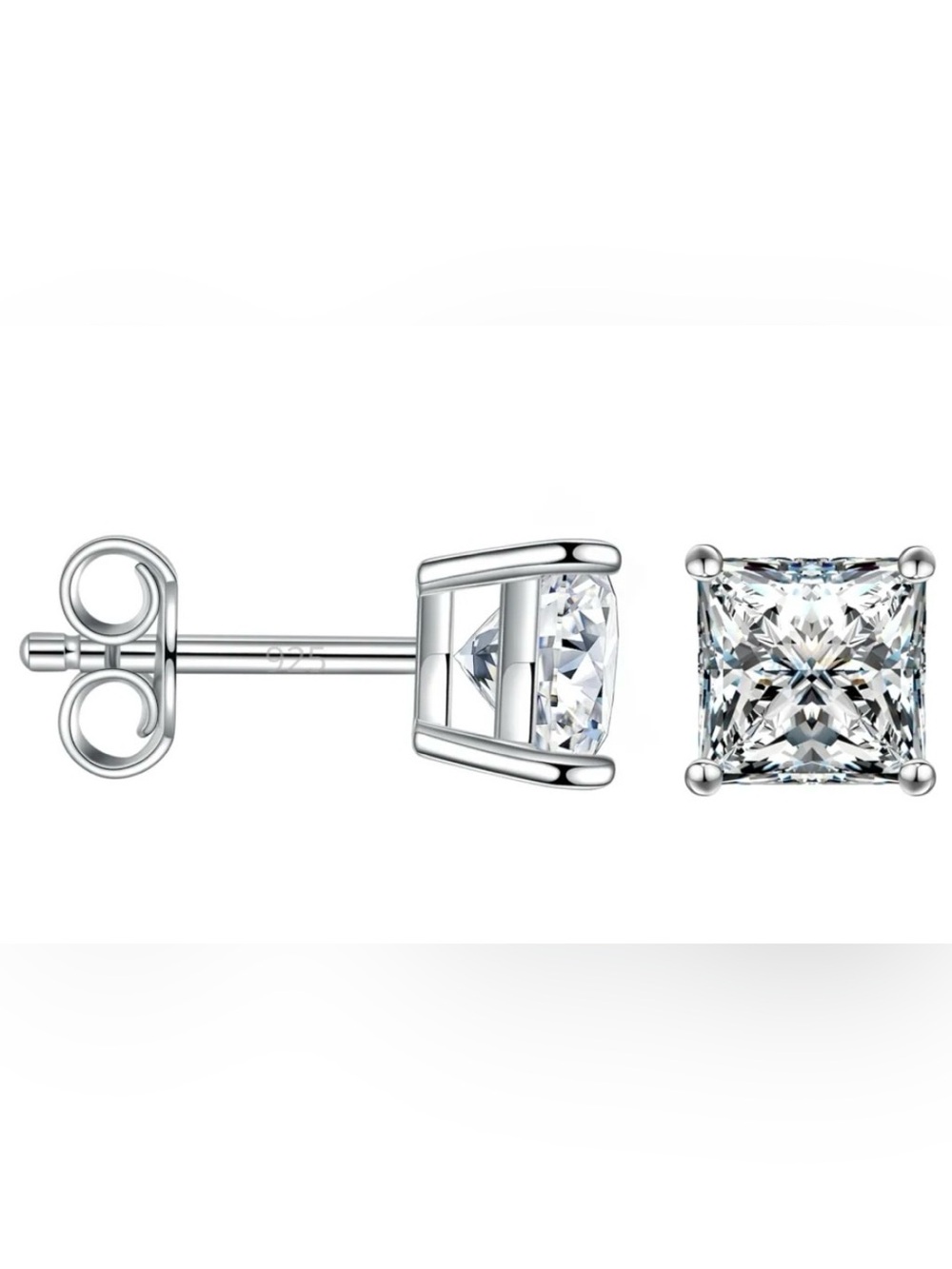 Sterling Silver Clear Cubic Zirconia Cage-Set Stud Earrings. NWT.